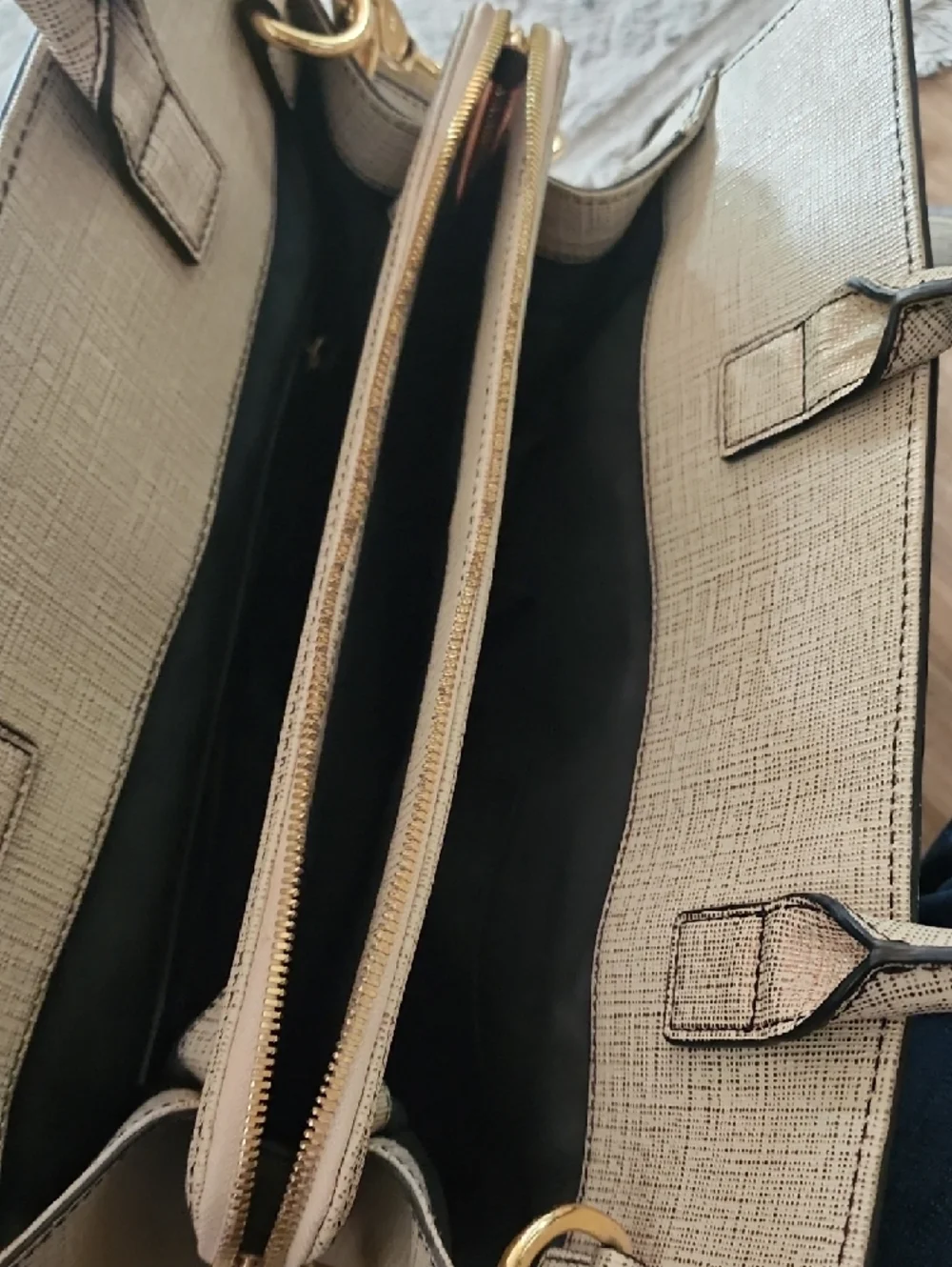 Zac Posen Cream Structured Satchel Tote Bow Detail Top Handle Work Bag Chic - Picture 7 of 10